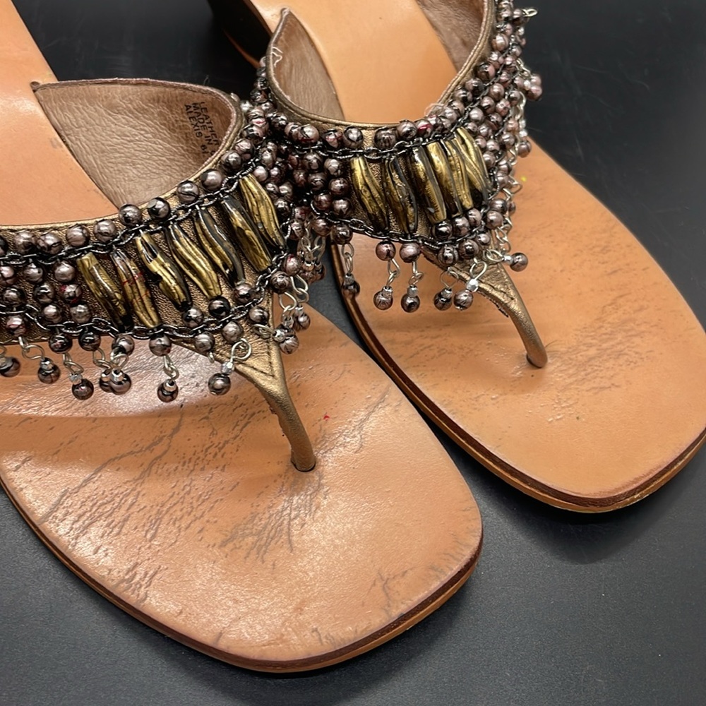 Yellow Box metallic bronze gold beaded Alexis slip on sandals Size 6.5 - Picture 10 of 15